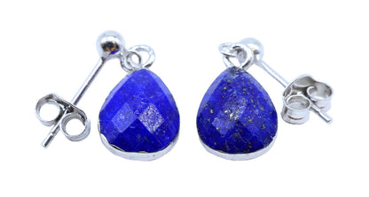 Boucles d'oreilles Argent 925 'Ondée Argentée' — Lapis Lazuli