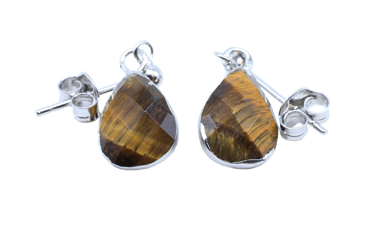 Boucles d'oreilles Argent 925 'Ondée Argentée' — Oeil de Tigre