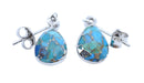 Boucles d'oreilles Argent 925 'Ondée Argentée' - Turquoise