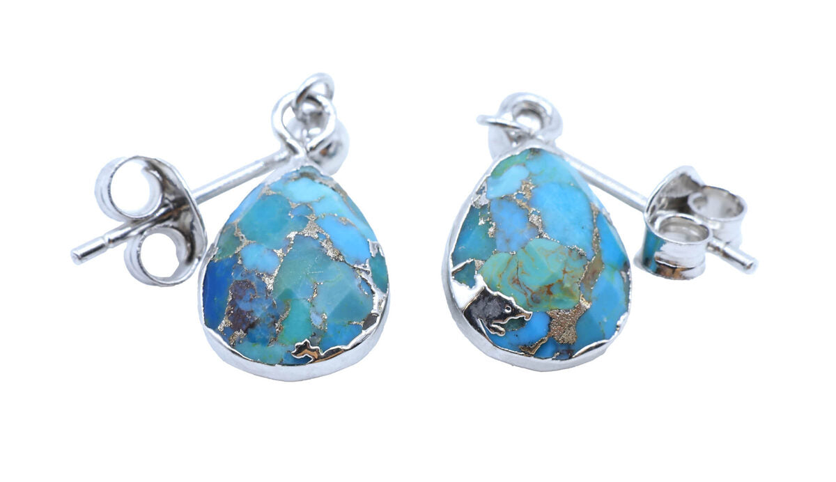 Boucles d'oreilles Argent 925 'Ondée Argentée' — Turquoise