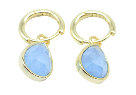 Boucles d'oreilles Argent 925 'Halo Minéral' - Aigue Marine — Plaqué Or