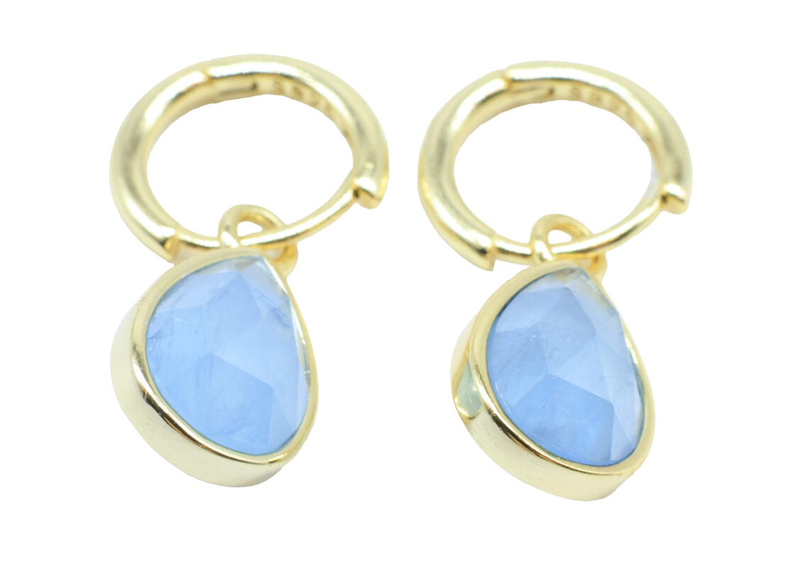 Boucles d'oreilles Argent 925 'Halo Minéral' — Plaqué Or — Aigue Marine
