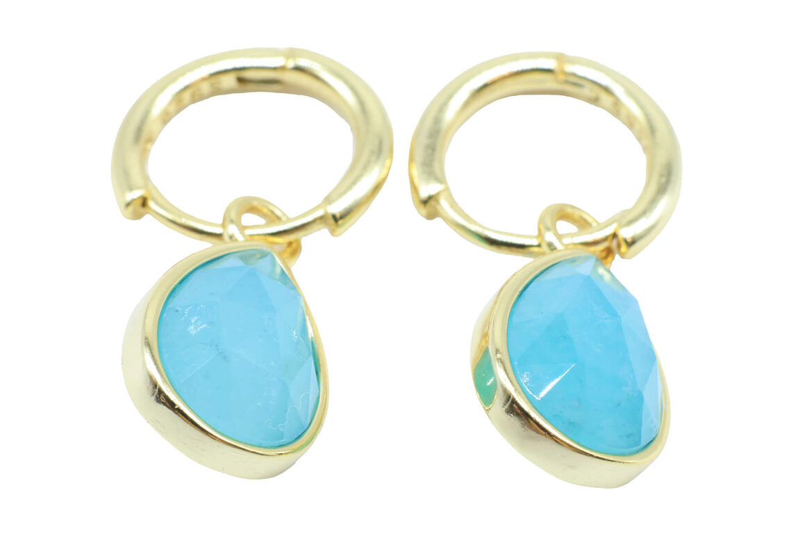 Boucles d'oreilles Argent 925 'Halo Minéral' — Plaqué Or — Amazonite