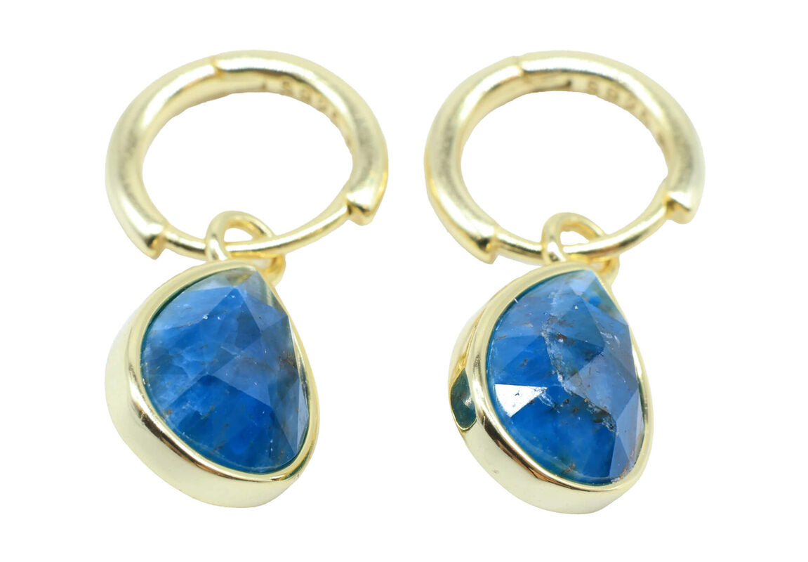 Boucles d'oreilles Argent 925 'Halo Minéral' — Plaqué Or — Apatite