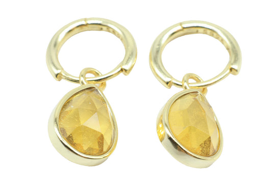 Boucles d'oreilles Argent 925 'Halo Minéral' - Citrine — Plaqué Or