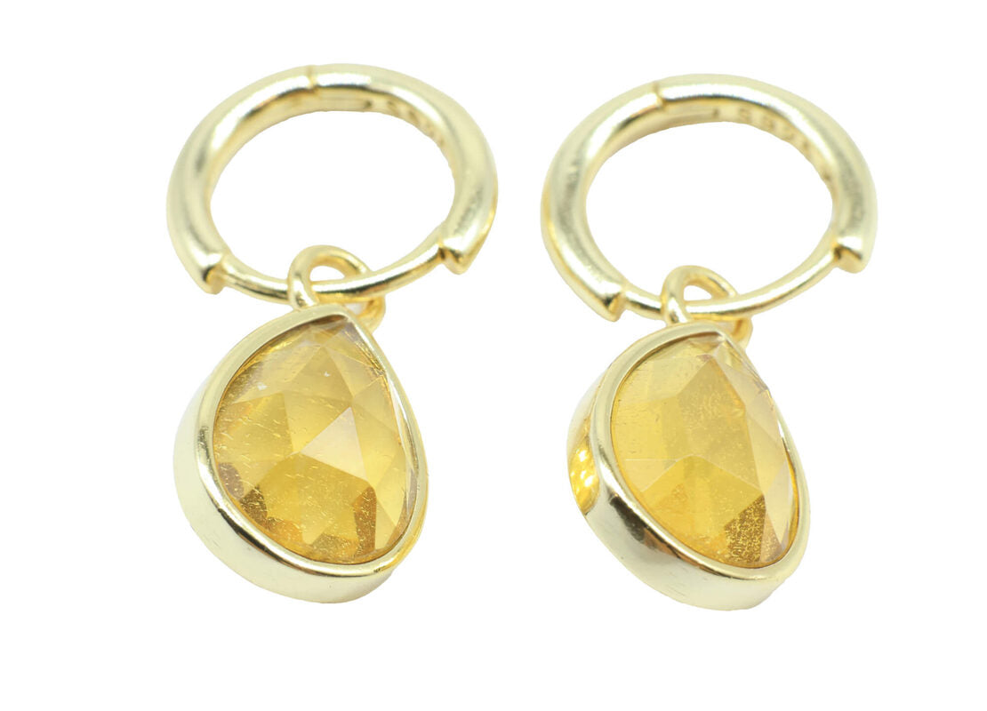 Boucles d'oreilles Argent 925 'Halo Minéral' — Plaqué Or — Citrine