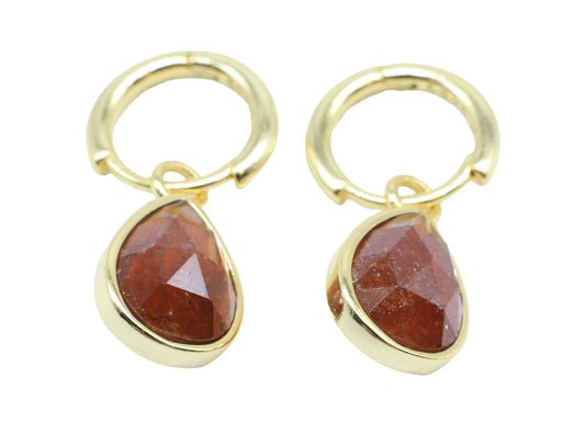 Boucles d'oreilles Argent 925 'Halo Minéral' - Grenat — Plaqué Or