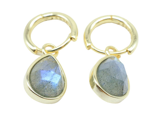 Boucles d'oreilles Argent 925 'Halo Minéral' - Labradorite — Plaqué Or