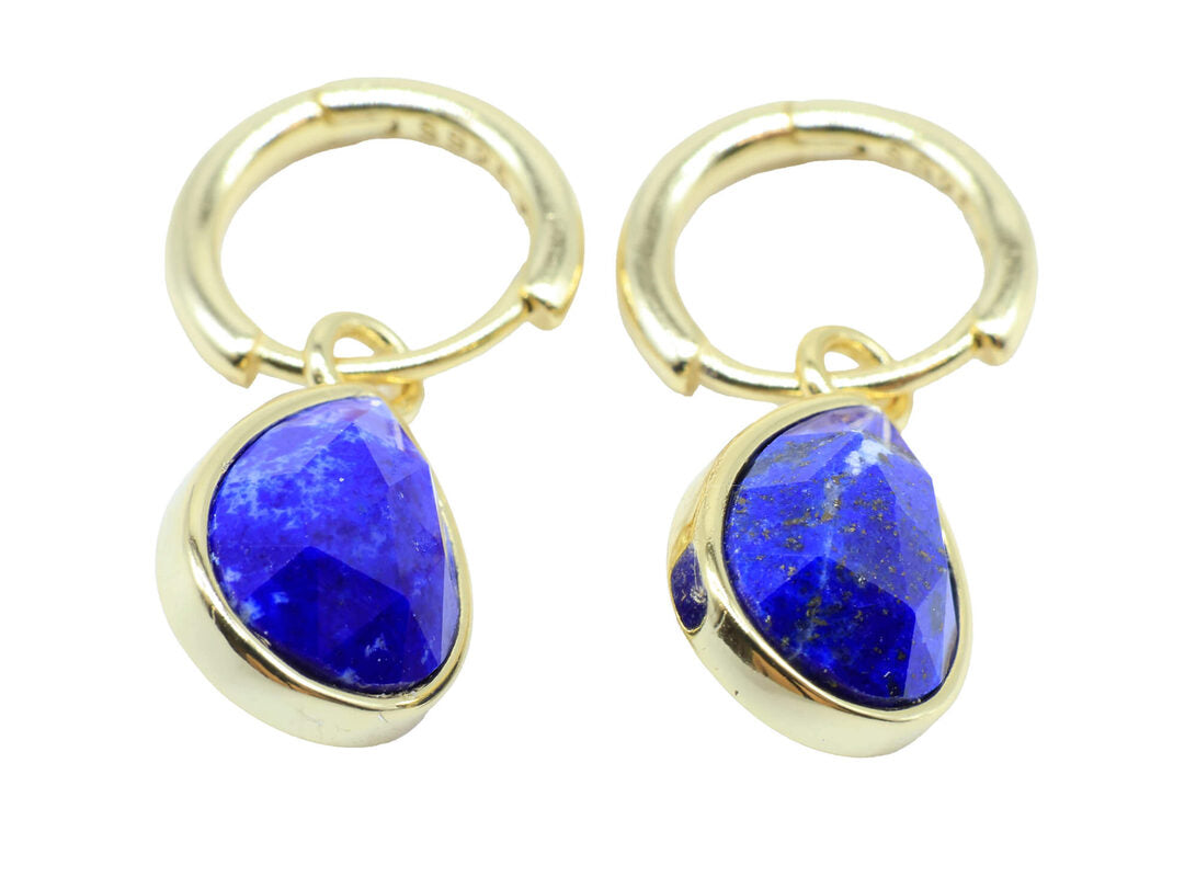 Boucles d'oreilles Argent 925 'Halo Minéral' — Plaqué Or — Lapis Lazuli