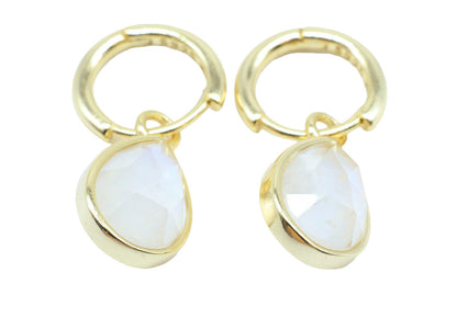 Boucles d'oreilles Argent 925 'Halo Minéral' - Pierre de Lune — Plaqué Or