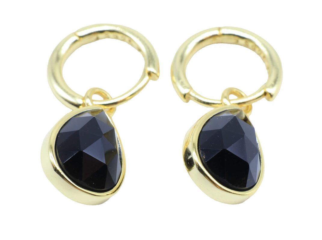 Boucles d'oreilles Argent 925 'Halo Minéral' — Plaqué Or — Onyx
