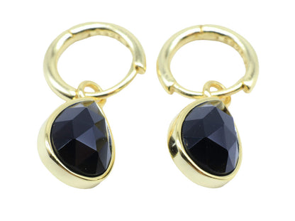 Boucles d'oreilles Argent 925 'Halo Minéral' — Plaqué Or — Onyx