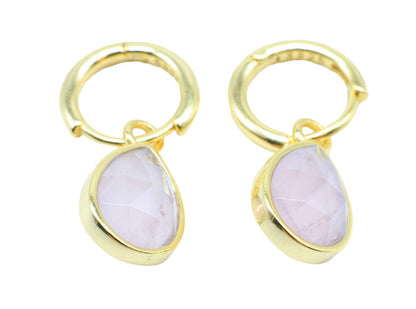 Boucles d'oreilles Argent 925 'Halo Minéral' — Plaqué Or — Quartz Rose
