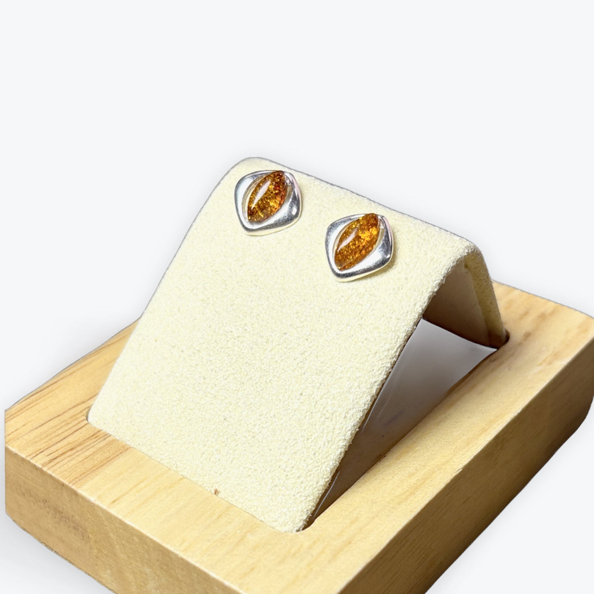Boucle d'oreilles puce ambre marquise - Argent 925