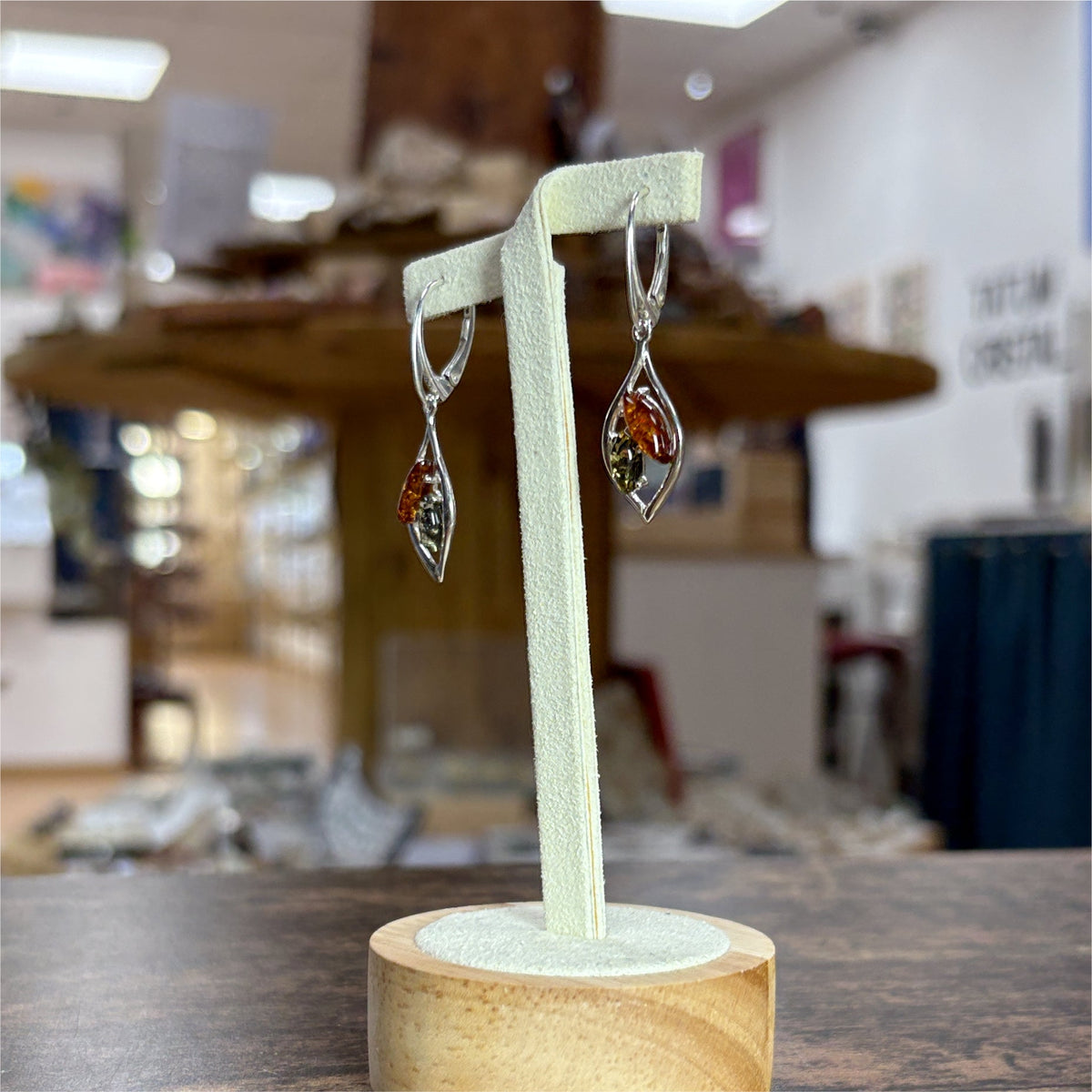Boucle d'oreilles 2 ambre Marquise multi couleurs - Argent 925