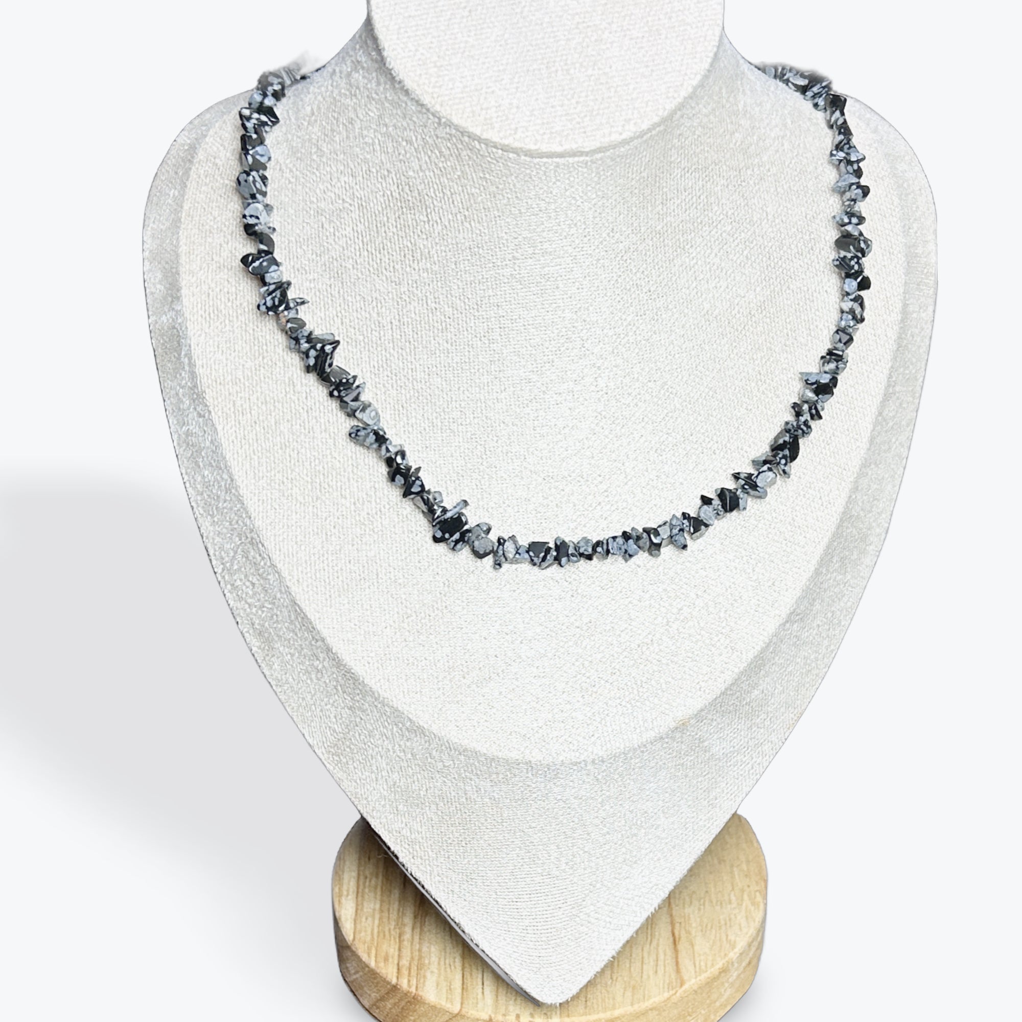 Collier Obsidienne Neige Baroque - 4