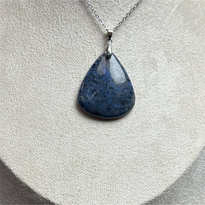 Pendentif Goutte - Dumortierite en Cabochon avec Bélière Acier Inoxydable – photo 3