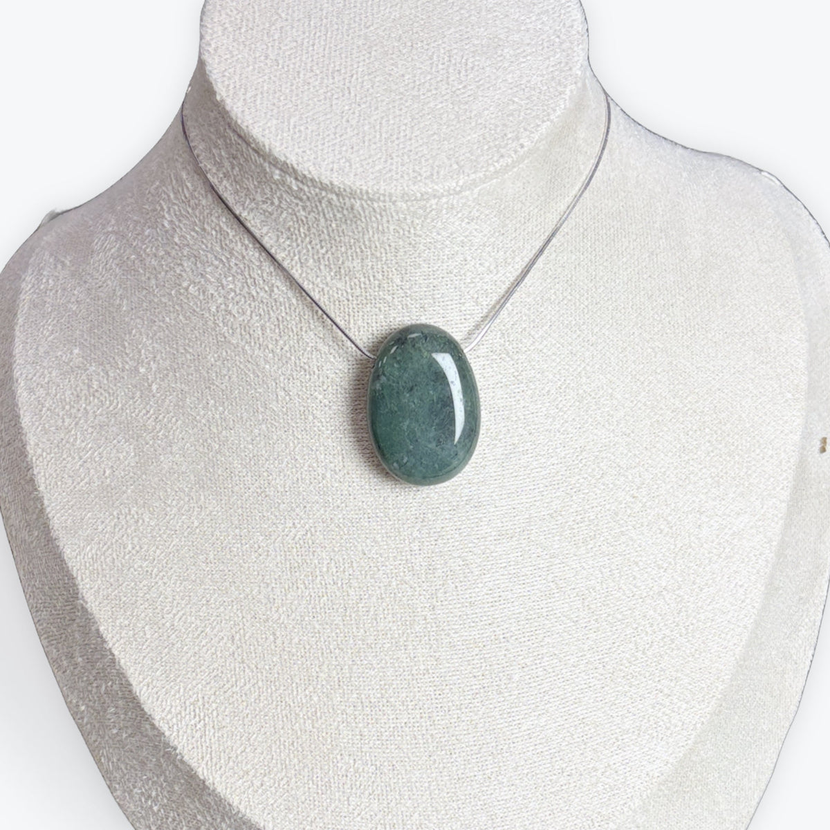 Pendentif Agate mousse percée - Cordon offert