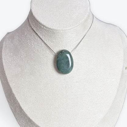 Pendentif Agate mousse percée - Cordon offert