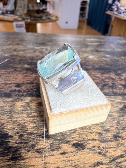 Grande bague Aigue-marine chevalière