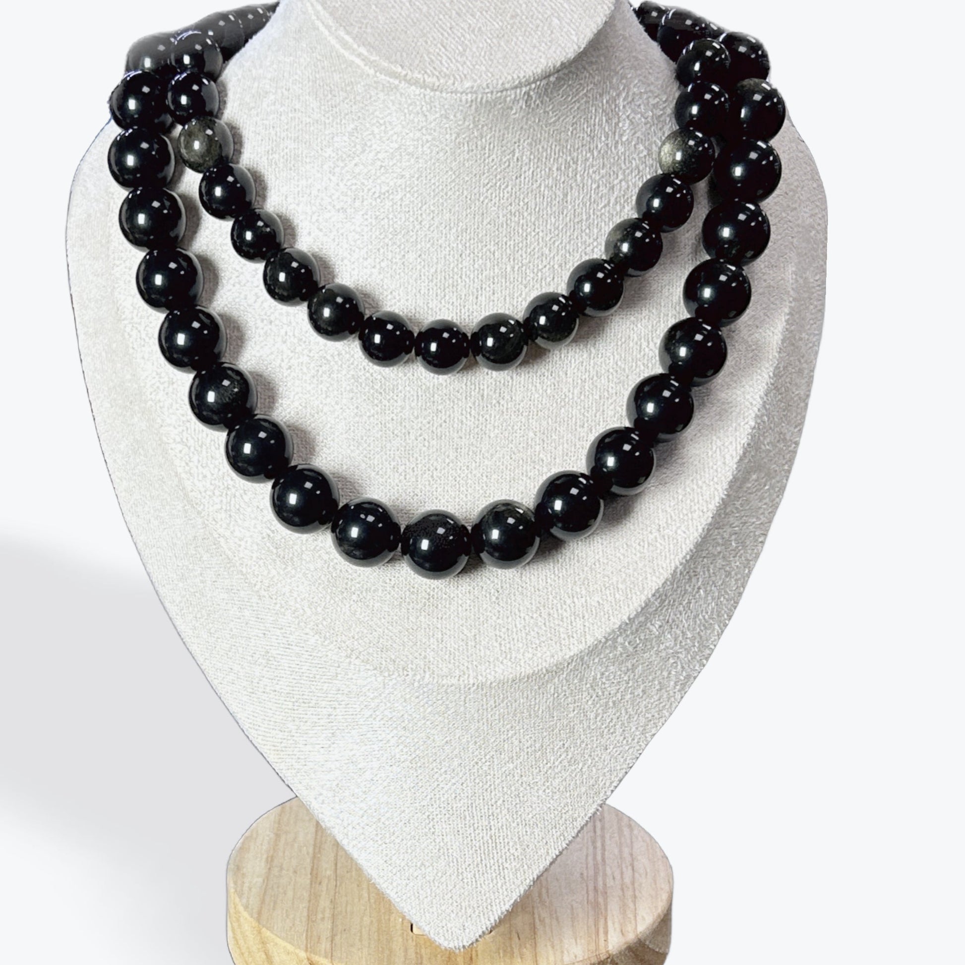 Collier Obsidienne dorée