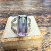 Bague chevalière ouverte Tourmaline rose