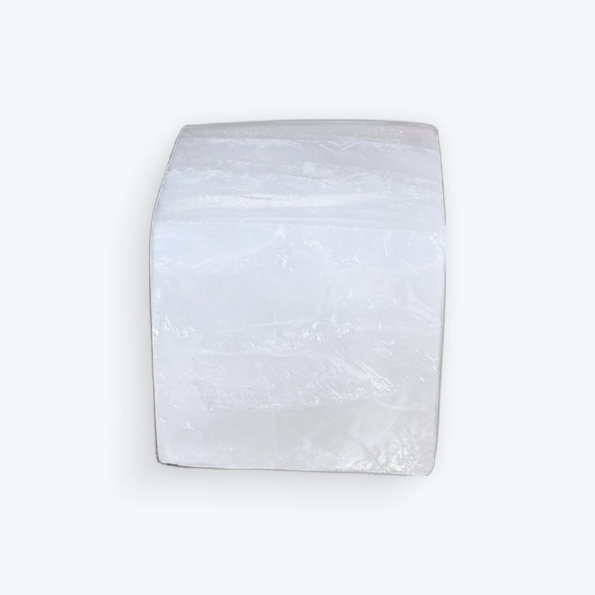 Cube en sélénite naturelle de 530 g, autre vue