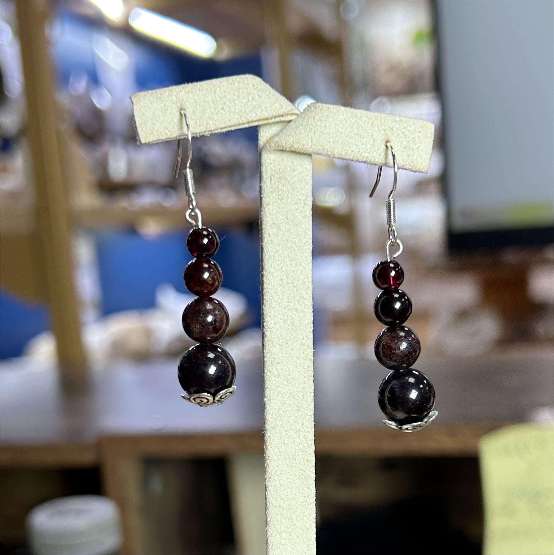 Boucles D'oreilles Grenat - 2