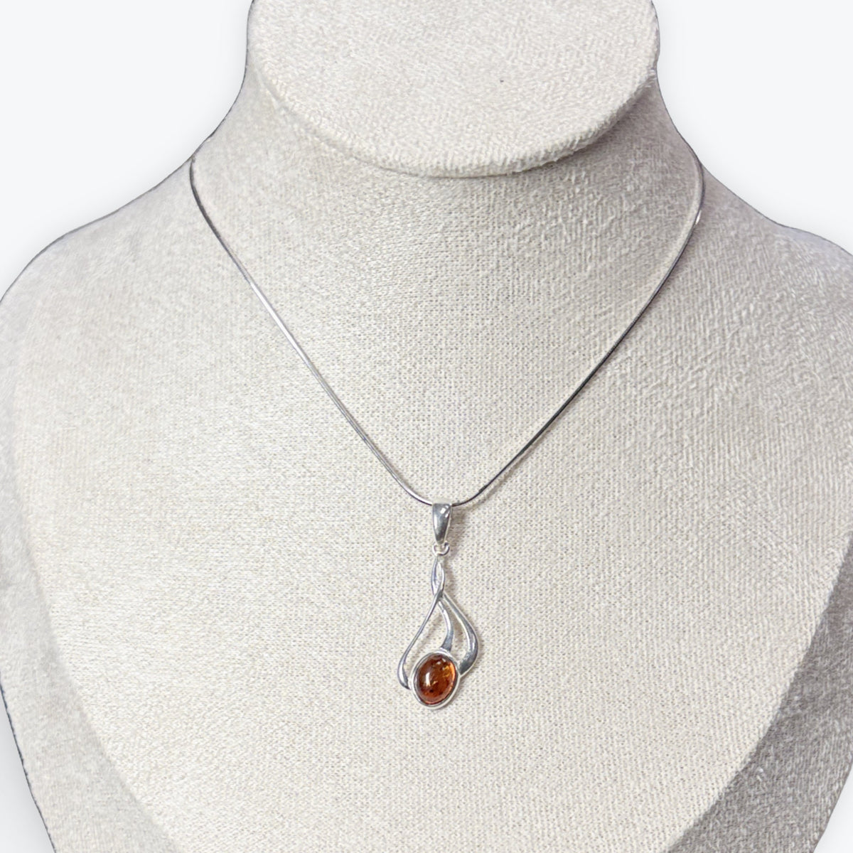 Pendentif Ambre ovale - Argent 925