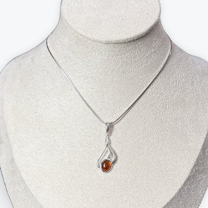 Pendentif Ambre ovale - Argent 925