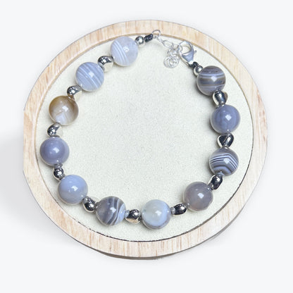 Bracelet Agate Botswana 8mm Avec Apprêts