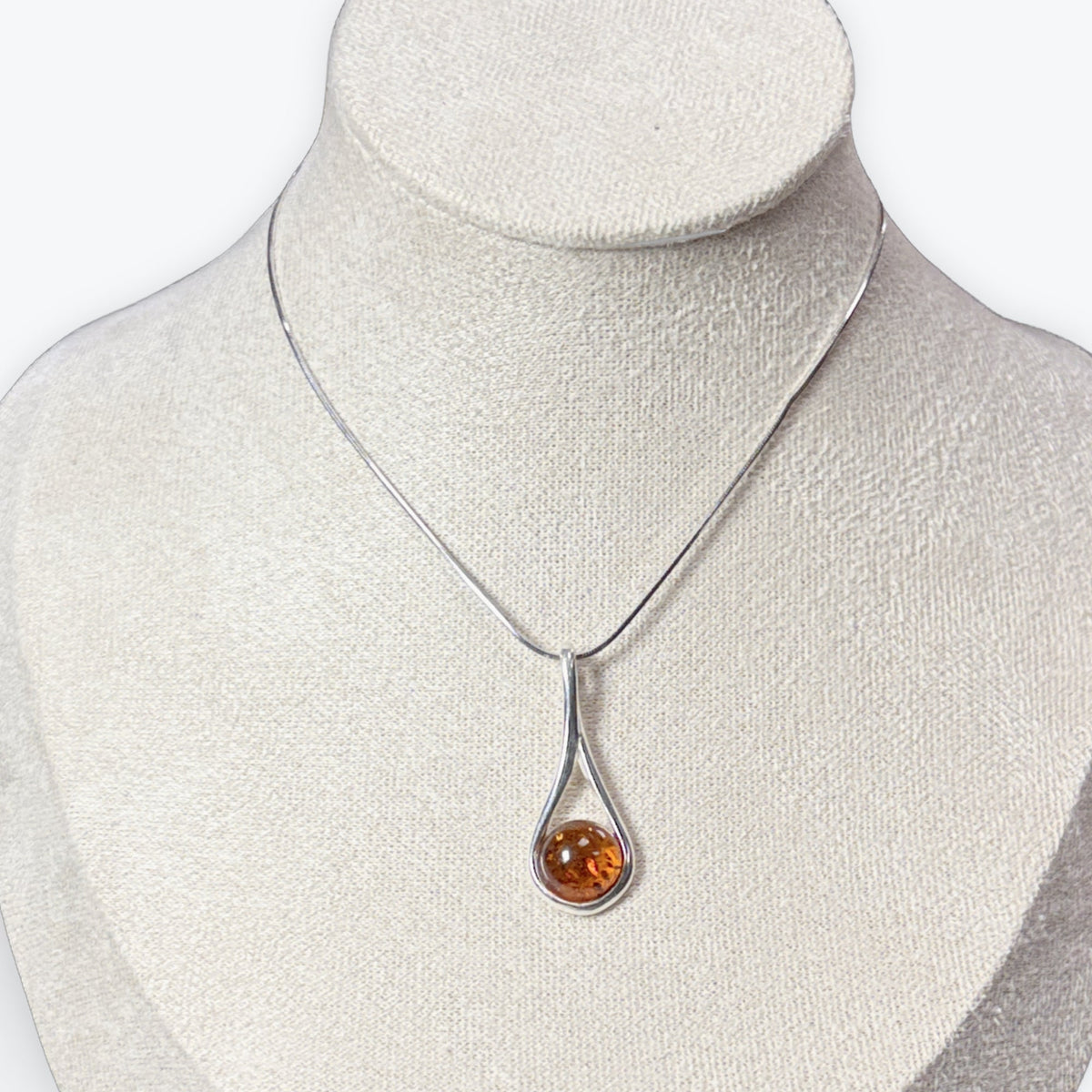 Pendentif Ambre rond Simple argent 925
