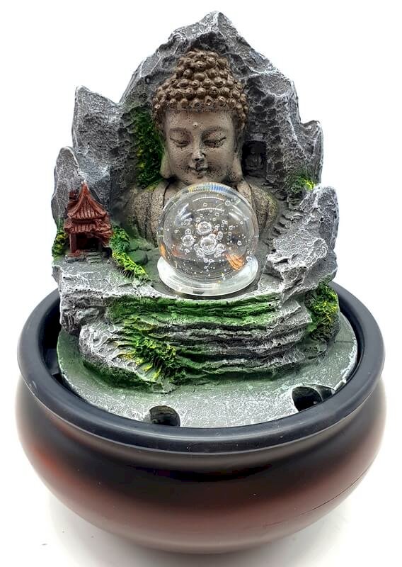 Fontaine Résine Bouddha Village 21cm