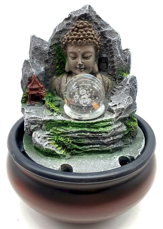 Fontaine Résine Bouddha Village 21cm