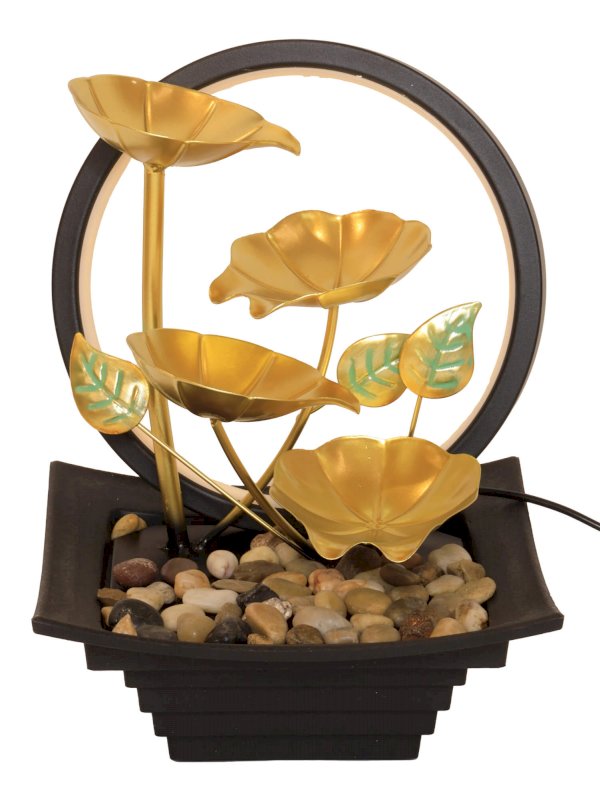 Fontaine Résine Fleurs de Forêt + Cerceau LED 30cm