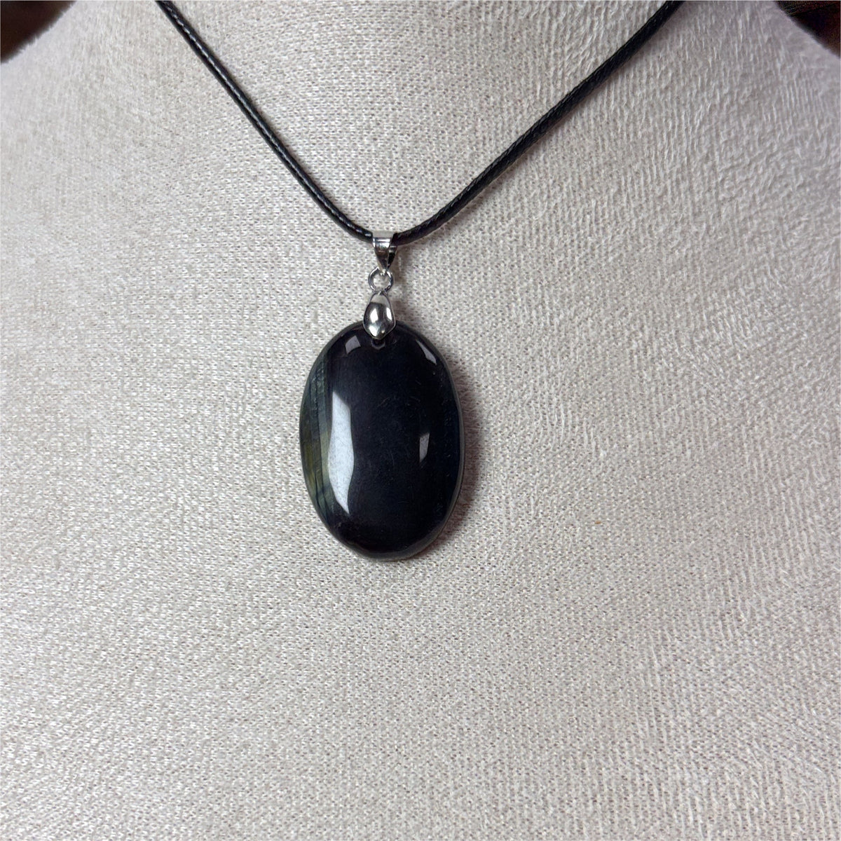 Pendentif - Œil de Faucon Ovale - Bélière Acier Inox – photo 2