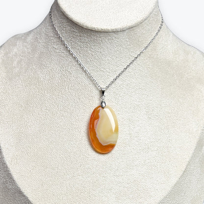 Pendentif Cornaline du Brésil | Bélière Acier Inox
