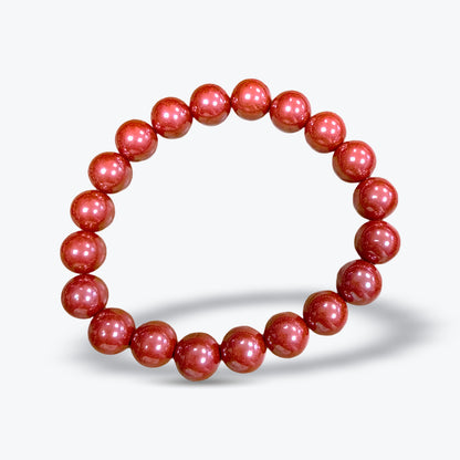 Bracelet Sphère en Cinnabar Naturel rouge – perles 10 mm – environ 38 g
