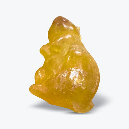 Figurine Lapin Assis en Fluorite Jaune Naturelle de Chine - Pièce unique | 74gr - 6x3cm