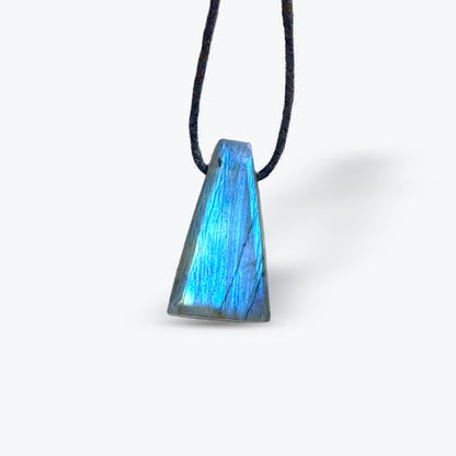 Pendentif en Labradorite Naturelle grise, percé sur le côté - Pièce unique