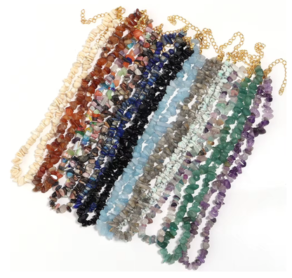 Collier Baroque Chips Pierres Naturelles — 43 cm