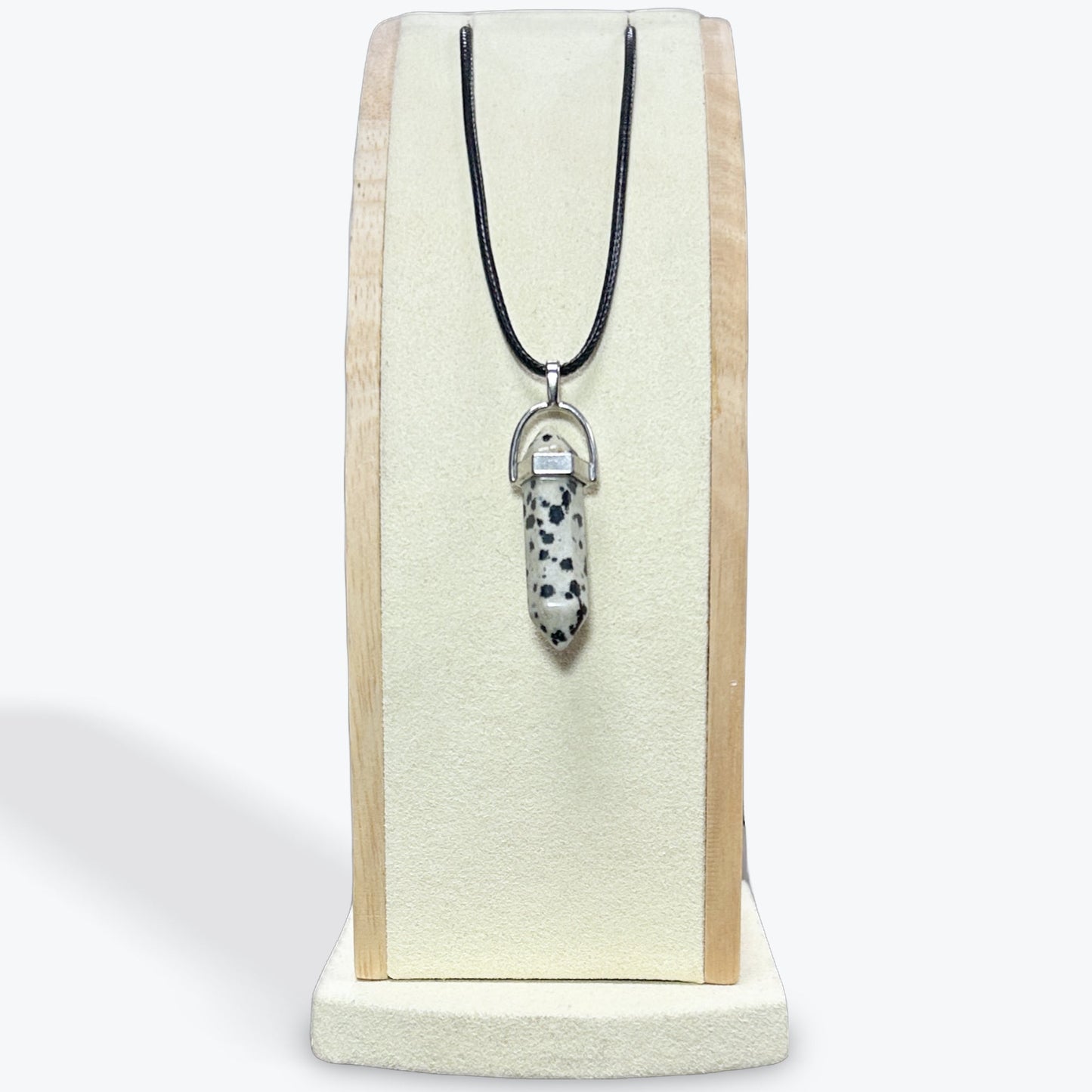 Pendentif jaspe dalmatien pointe