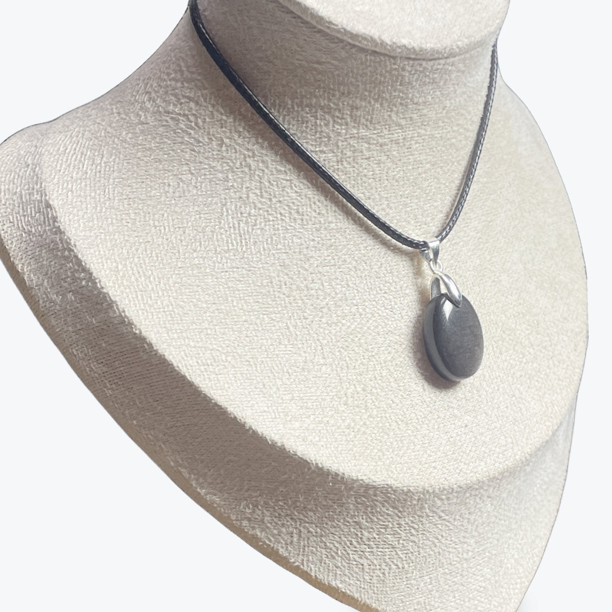Pendentif Obsidienne Argentée Ovale