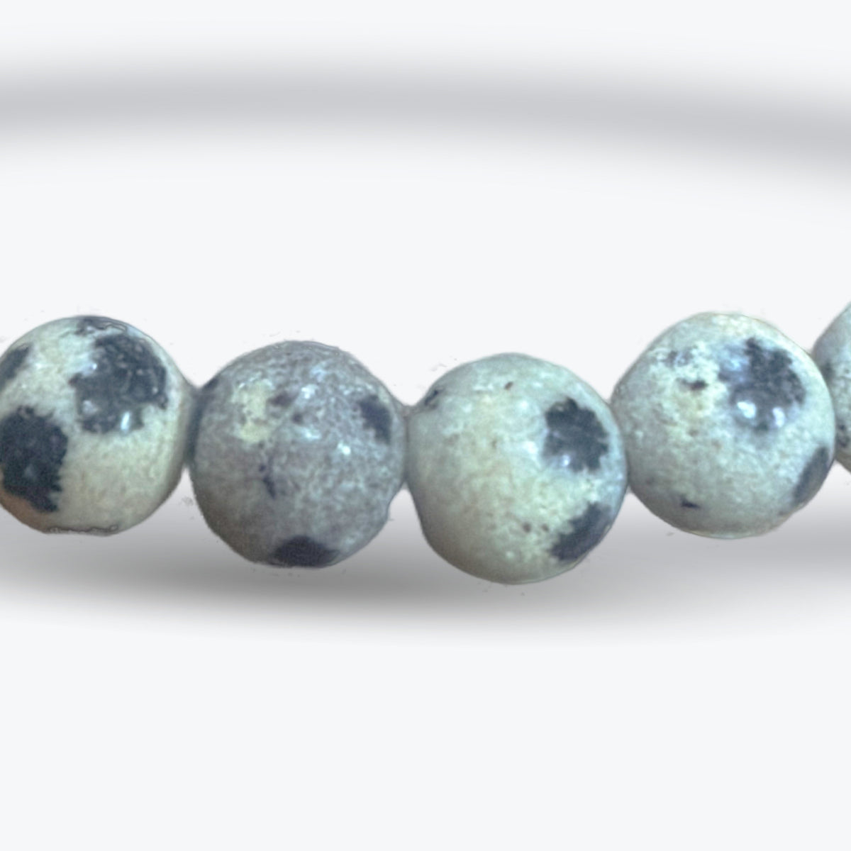 Bracelet en Jaspe Dalmatien Naturel – Perles rondes 4 mm – Fermoir élastique - Pièce unique