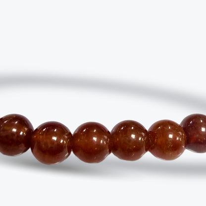 Bracelet en Hessonite Naturelle – Pierres rouges, montage élastique - Pièce unique