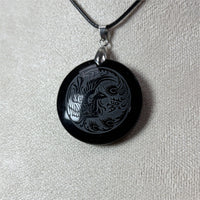 Pendentif Phoenix Obsidienne Noir
