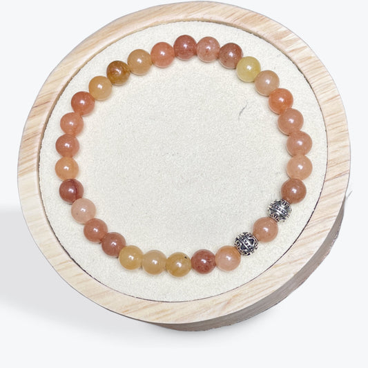 Bracelet Aventurine Orange 6mm avec apprêts