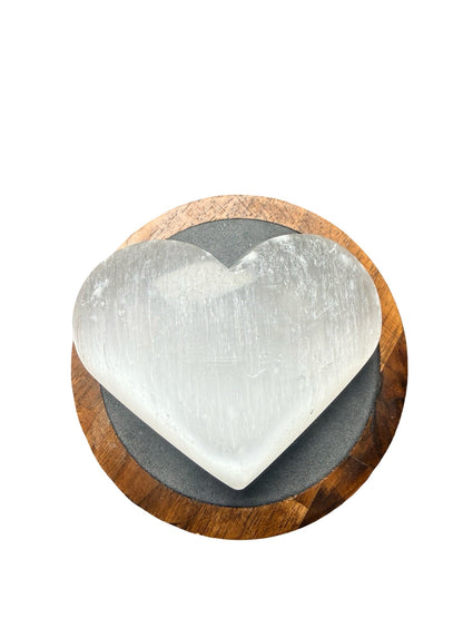 Cœur en sélénite naturel, 7x7cm, 134 g