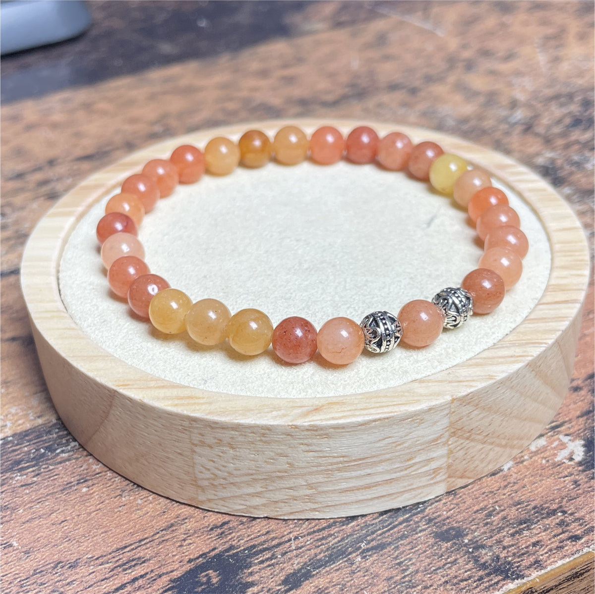 Bracelet Aventurine Orange 6mm avec apprêts