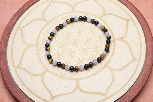 Bracelet Triade Tigre, Obsidienne & Labradorite